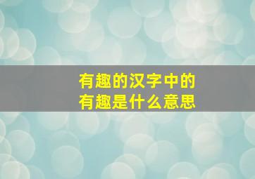 有趣的汉字中的有趣是什么意思