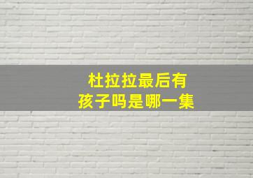 杜拉拉最后有孩子吗是哪一集