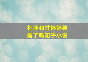 杜淳和甘婷婷结婚了吗知乎小说