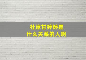 杜淳甘婷婷是什么关系的人啊