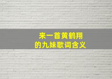 来一首黄鹤翔的九妹歌词含义