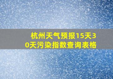 杭州天气预报15天30天污染指数查询表格