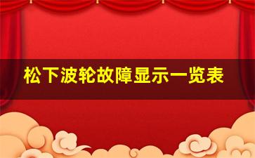 松下波轮故障显示一览表