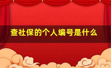 查社保的个人编号是什么