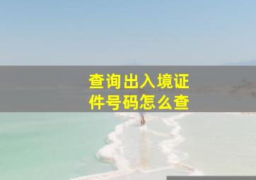 查询出入境证件号码怎么查