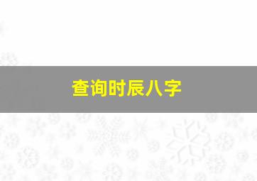 查询时辰八字