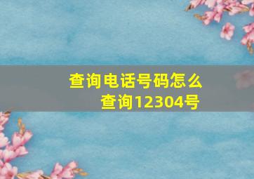 查询电话号码怎么查询12304号