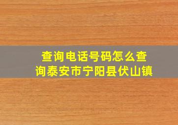 查询电话号码怎么查询泰安市宁阳县伏山镇