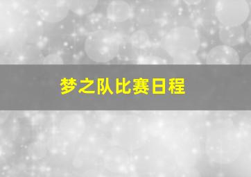 梦之队比赛日程