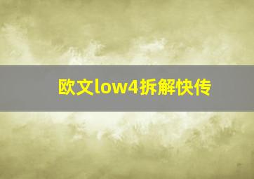 欧文low4拆解快传