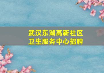 武汉东湖高新社区卫生服务中心招聘