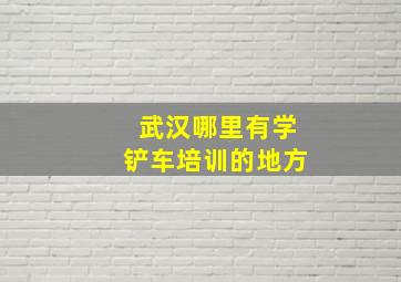 武汉哪里有学铲车培训的地方