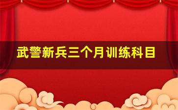 武警新兵三个月训练科目