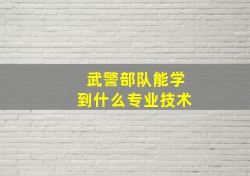 武警部队能学到什么专业技术