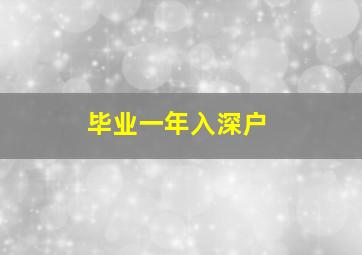 毕业一年入深户