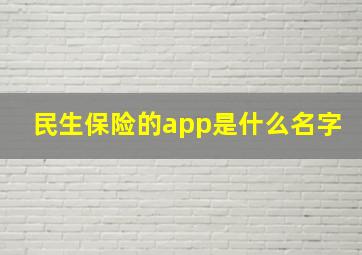 民生保险的app是什么名字