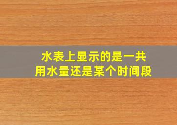 水表上显示的是一共用水量还是某个时间段