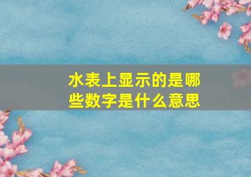 水表上显示的是哪些数字是什么意思