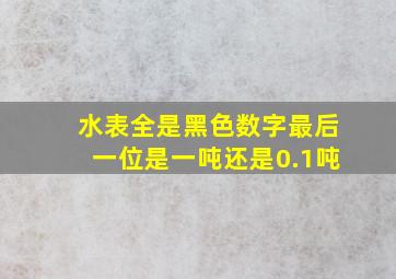 水表全是黑色数字最后一位是一吨还是0.1吨