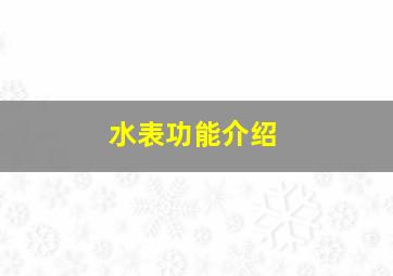 水表功能介绍