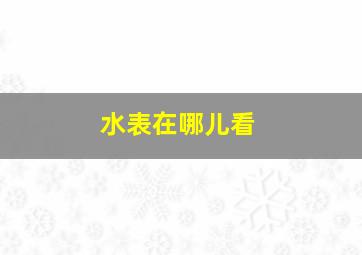 水表在哪儿看