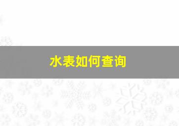 水表如何查询