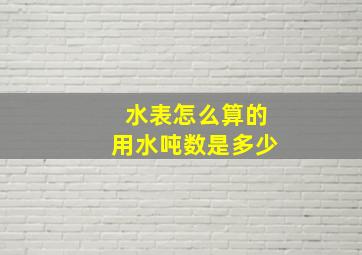 水表怎么算的用水吨数是多少