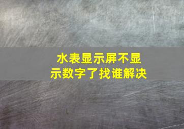 水表显示屏不显示数字了找谁解决