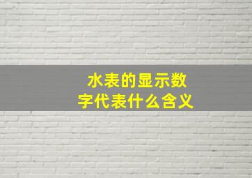 水表的显示数字代表什么含义