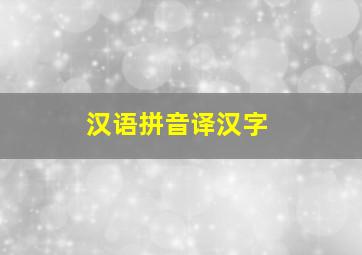 汉语拼音译汉字