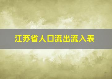 江苏省人口流出流入表