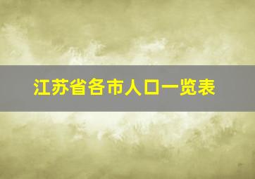 江苏省各市人口一览表