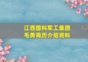 江西国科军工集团毛勇简历介绍资料