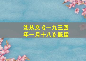 沈从文《一九三四年一月十八》概括