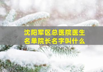 沈阳军区总医院医生名单院长名字叫什么