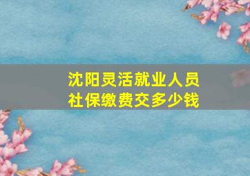 沈阳灵活就业人员社保缴费交多少钱