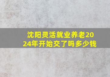 沈阳灵活就业养老2024年开始交了吗多少钱