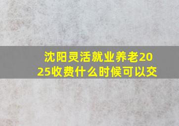 沈阳灵活就业养老2025收费什么时候可以交