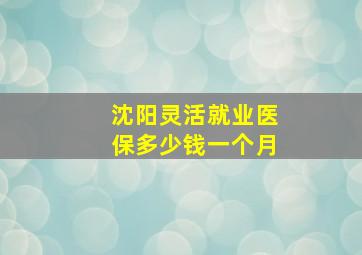 沈阳灵活就业医保多少钱一个月