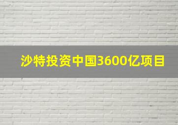 沙特投资中国3600亿项目