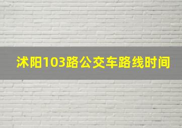 沭阳103路公交车路线时间