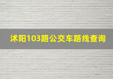 沭阳103路公交车路线查询