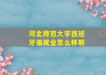 河北师范大学西班牙语就业怎么样啊