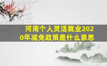 河南个人灵活就业2020年减免政策是什么意思