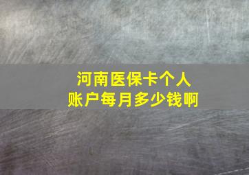 河南医保卡个人账户每月多少钱啊