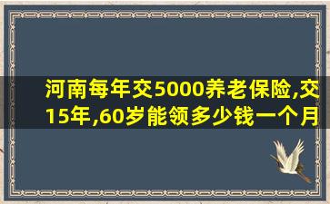 河南每年交5000养老保险,交15年,60岁能领多少钱一个月