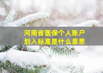 河南省医保个人账户划入标准是什么意思