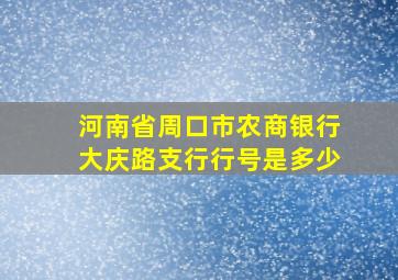 河南省周口市农商银行大庆路支行行号是多少