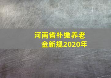 河南省补缴养老金新规2020年