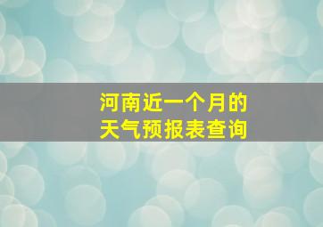 河南近一个月的天气预报表查询